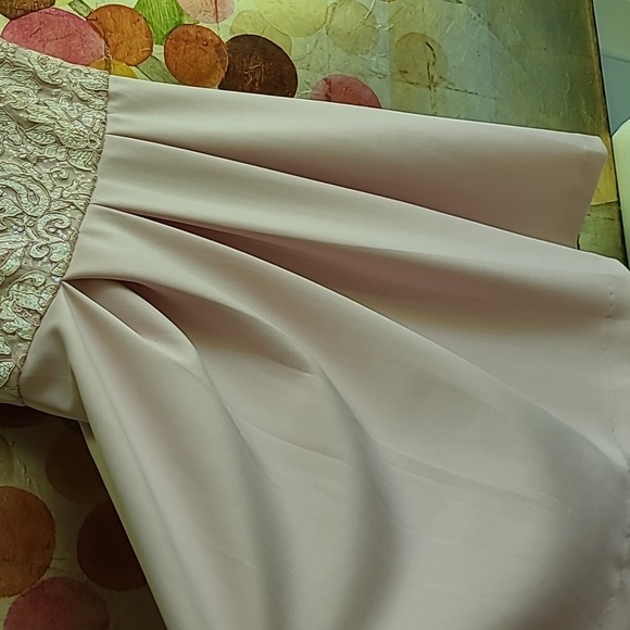 Dusty rose poly spandex  creates a lovely designer dress. I wish it fit me! - Picture 4 of 12